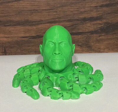 Green Rocktopus 3D printed 7x7 (Dwayne The Rock Johnson)