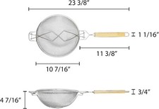 Thunder Group Reinforced Double Strainer, 10 1/2-Inch, Tin