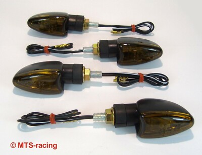 2 Paar Motorrad Miniblinker getönt kurz schwarz universal 12V 21W M8 E-geprüft 