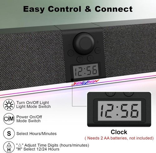 SOULION R80 Bluetooth Computer Speakers, USB Speakers with Digital Clock...SH3 - Picture 4 of 8