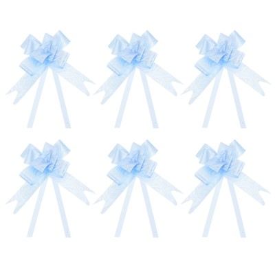 100Pcs 8'' Pull Bows Ribbon Gift Wrapping String Rose Pattern Bow Tie Blue