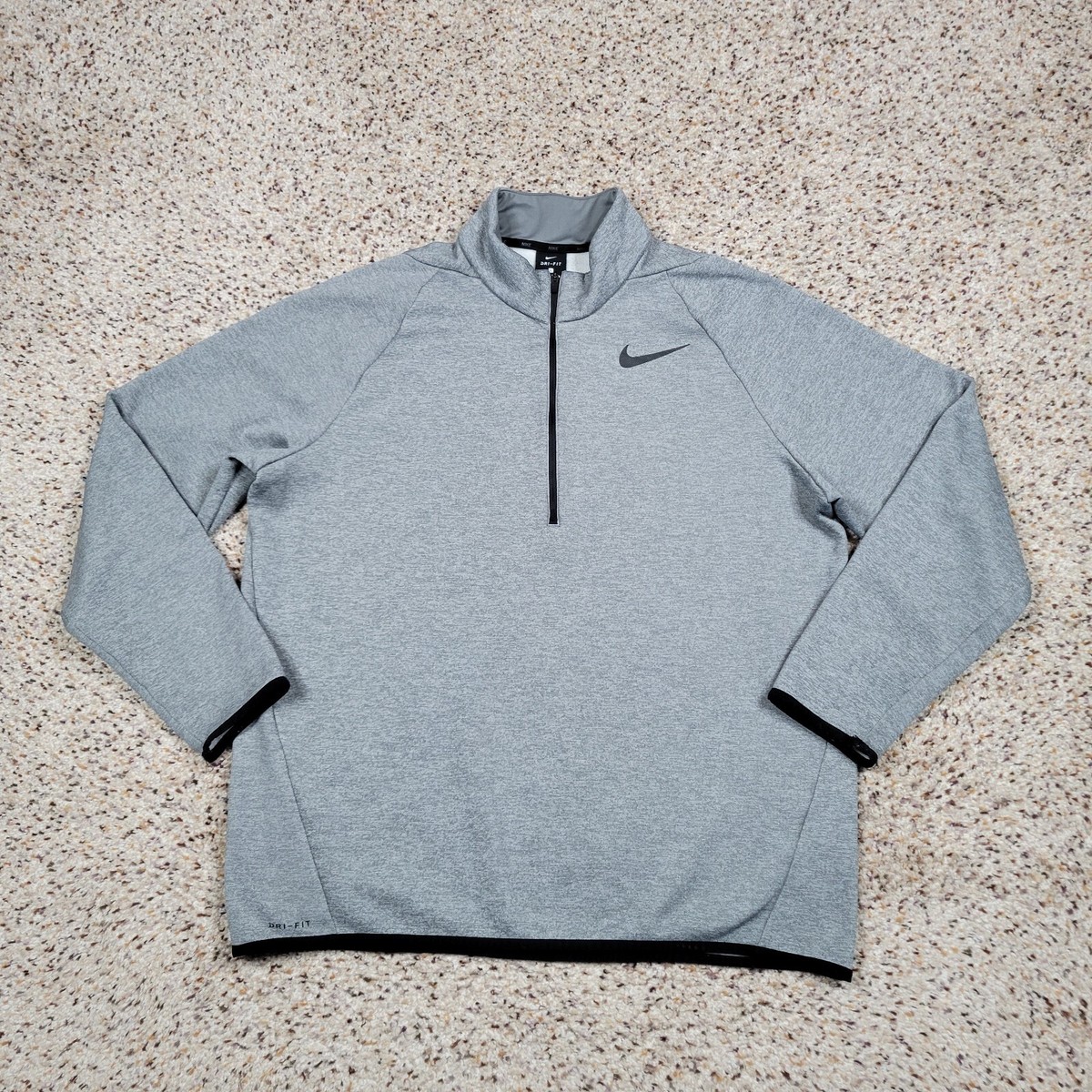 Nike Sweater Mens Large Gray 1/4 Zip Sweatshirt Performance Drifit
