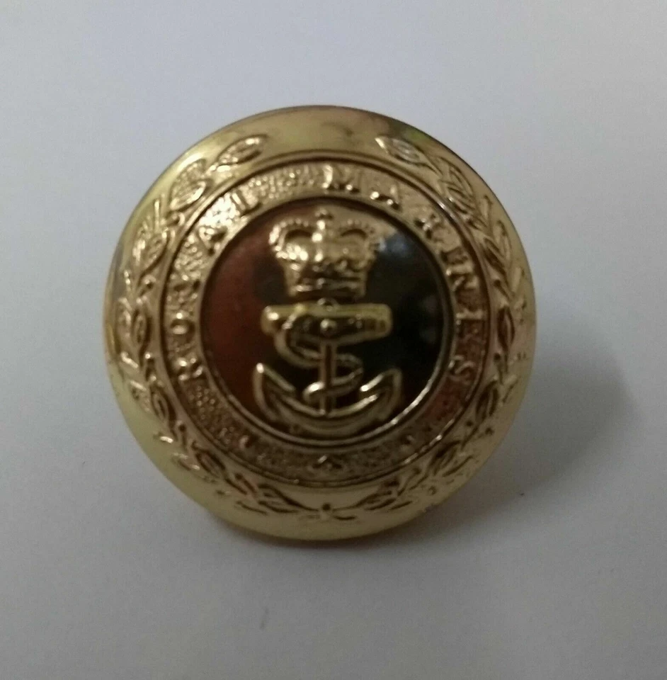 Genuine British Royal Marines RM Insignia No1 Dress Buttons Size 38L NEW x 2 - Image 2 of 2