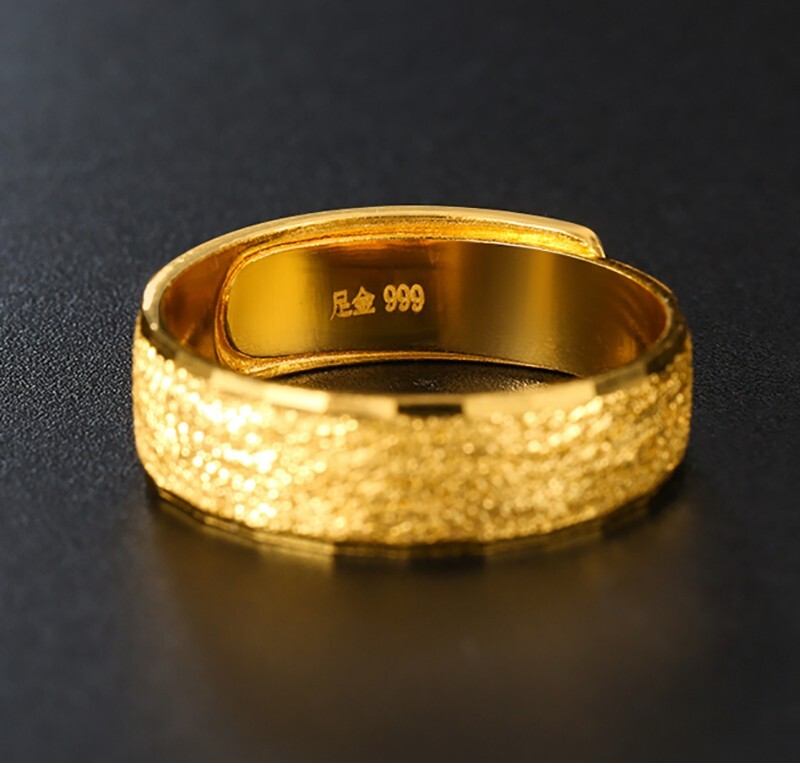 Matte finish 18K Gold Plated Vintage Jewelry Band Ring for Womens Mens Free Size-image