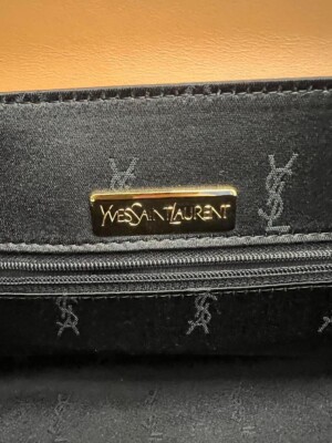Yves Saint Laurent Vintage Black / Brown PVC Leather Handbag Bag