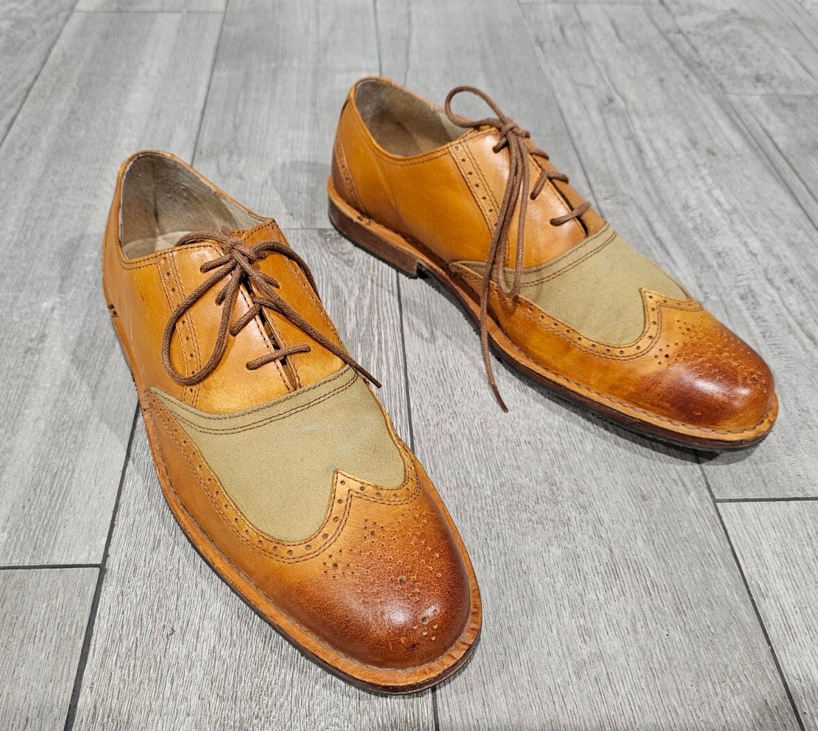 SEBAGO Men Brattle Tan Beige Two Tone Wingtip Lace Up  display picture 1