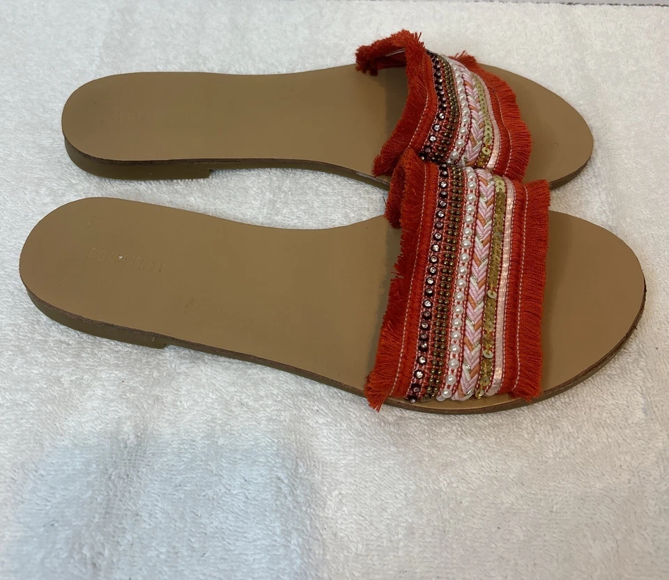 Sandalias de mujer Forever21 con flecos y cuentas talla 8 Foto 4 de 4