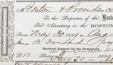 1859 Boston & Providence Railroad Purchase Receipt Billhead Boston Daily Courier
