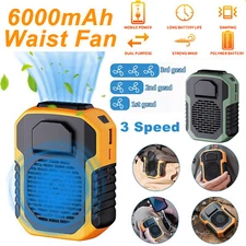 Portable Waist Clip Fan USB Rechargeable Hanging Cooling Neck Fan Power Bank Fan