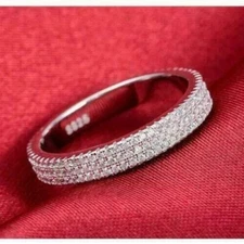 Eternity Wedding Band Ring 2Ct Round Cut Simulated Diamond 14k White Gold Plated