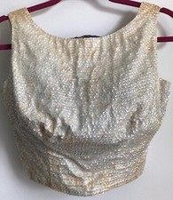 Gorgeous Handmade Vintage White Sequin Tank Top Blouse