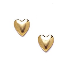 Women/Children's Stylish 14K Solid Yellow Gold 6MM Heart Stud Earrings PushBack