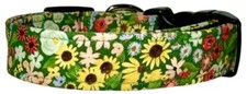 Summer Flower Garden Sunflowers Green Handmade Dog Collar