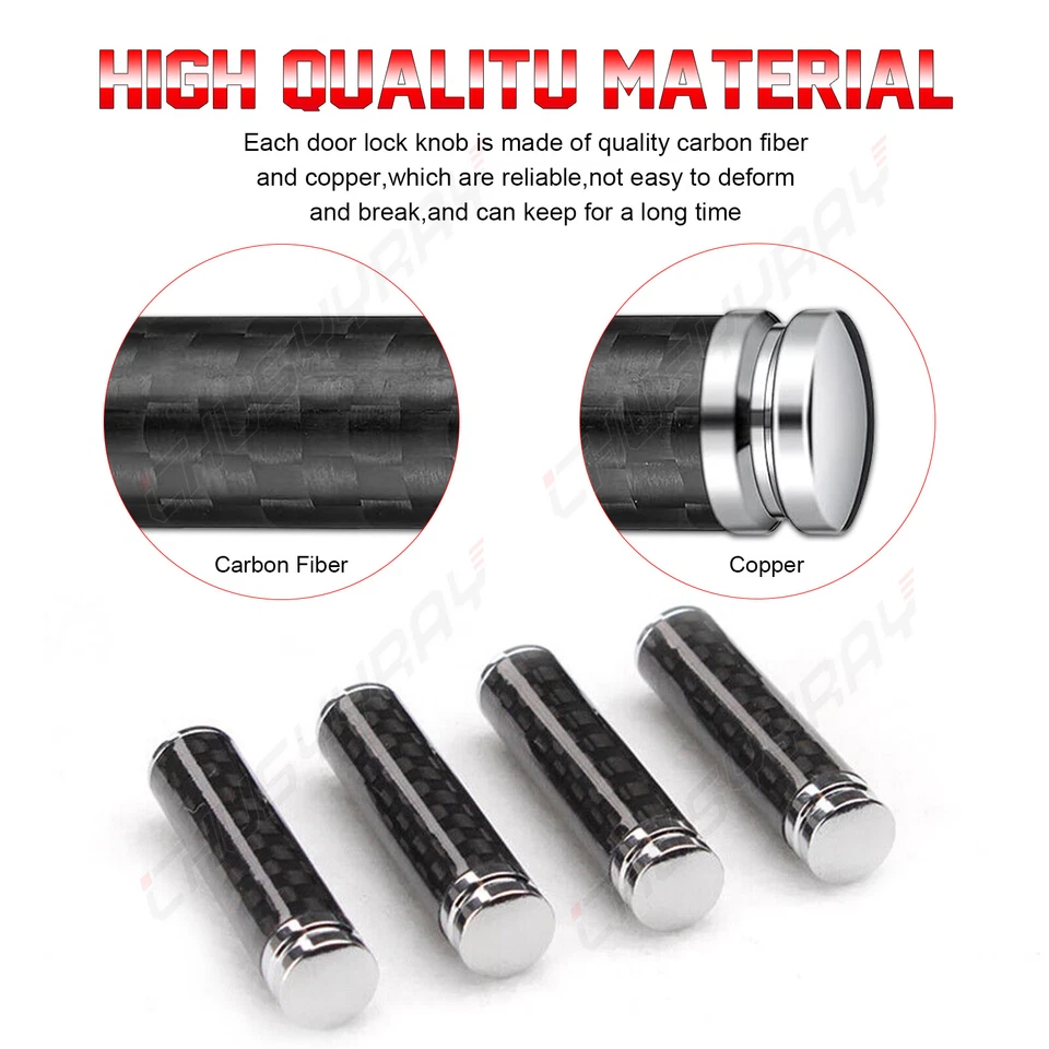 4 PIEZAS Fibra de Carbono Metal Cerradura Puerta Coche Perilla Interior Borde Botón para BMW Foto 3 de 4