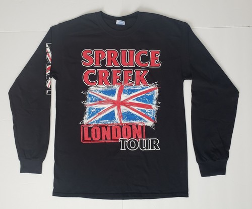 Camisa de algodón Gildan Spruce Creek 2015 London Tour para hombre mediana negra manga larga - Imagen 2 de 12