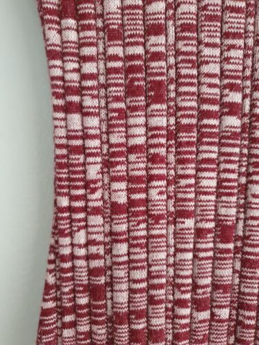 Anna Quan Charissa Ribbed Midi Dress 4 Womens Knit Burgundy Cream Cotton Stretch - Picture 4 of 20