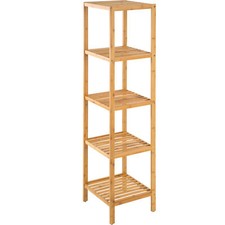 Scaffale in legno espositore libreria mensole bamboo bagno dispensa 5 ripiani nu