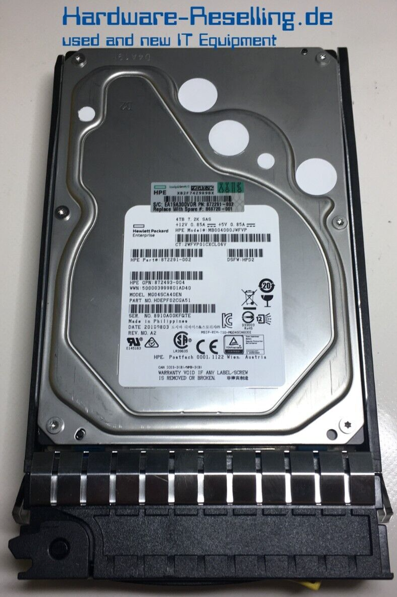 Hpe 4tb Sas 12g 7.2k 3.5 Inch Mb004000jwfvp 869728 872493-004