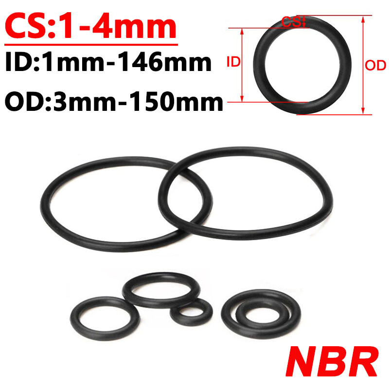 1mm-4mm Cross Section O-Ring NBR Metric 1mm 146mm ID Black Oil