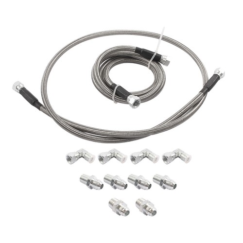 For Chevy Ford TH350 700R4 TH400 SS Braided Transmission Cool Hoses Fittings Kit - Picture 9 of 11