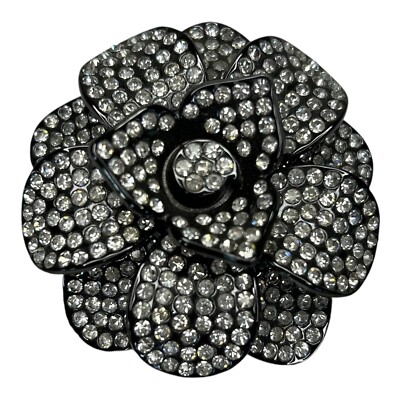 Princess Amanda Borghese Flower Brooch OR Pendant Rhinestones 2.5  3D Grannycore