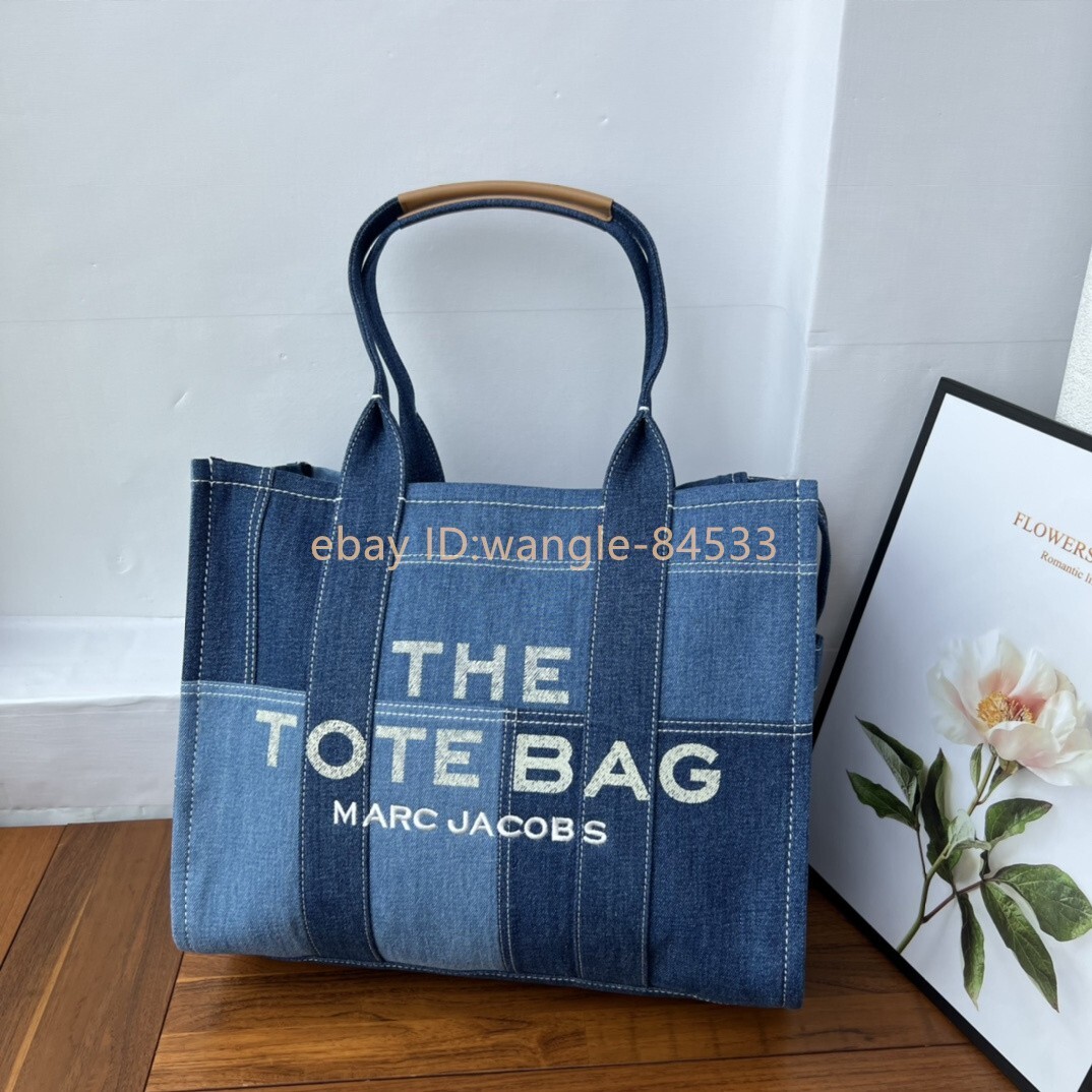 Bolso de Mano Marc Jacobs Grande Bolso de Hombro Azul Denim Mujer Bolso de Mano NUEVO