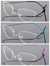 Women Deluxe Cat Eye Flexible Rimless Alloy Reading Glass +1.0 ~+6.0