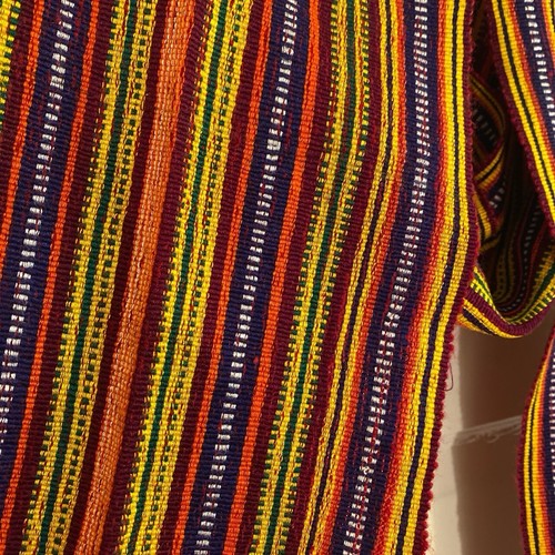Handwoven Cotton Scarf Belt Sash Yellow Red Orange Back strap Weaving