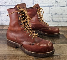 VTG 80s Red Wing 214 Boots 8" Moc Toe Boots Size 7.5 C (NARROW) Made In USA
