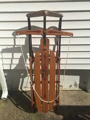 Vintage Flexible Flyer Model Winter Wooden & Metal Sled Arrow | eBay