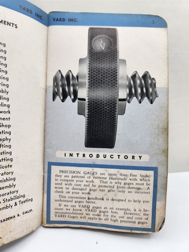 1944 Vard Gages Uses & Care Machine Shop Techniques Specs Tables Pasadena, CA WW - Picture 4 of 9