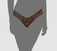 24 Hanky Panky Women's Brown Floral Lace Low-Rise Thong Panty Size OS