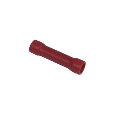 Butt Terminals, PVC Insulated, 16-22 AWG Wire, Tin-Plated Copper, Red, 10 Pcs