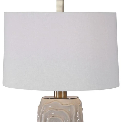 Uttermost Zade Ceramic Fabric and Iron Table Lamp in Warm Gray - Picture 5 of 9