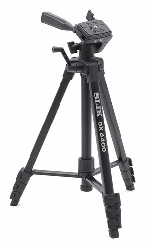 SLIK Tripod GX 6400 4-Stage Lever Lock 21mm Pipe Diameter 3-Way pan Head Quick