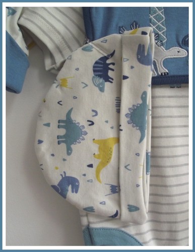 Baby Boys 5 Piece Dinosaur Starter Set Blue Cotton Layette Newborn - 6 Month NEW - Picture 13 of 14