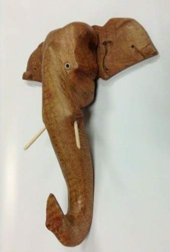 Madera tallada cabeza de elefante gancho de pared colgador safari abrigo animal sombrero bufanda joyería - Imagen 6 de 10