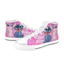 Cute Angel And Stitch Custom High Top Canvas Sneaker Shoes For Women