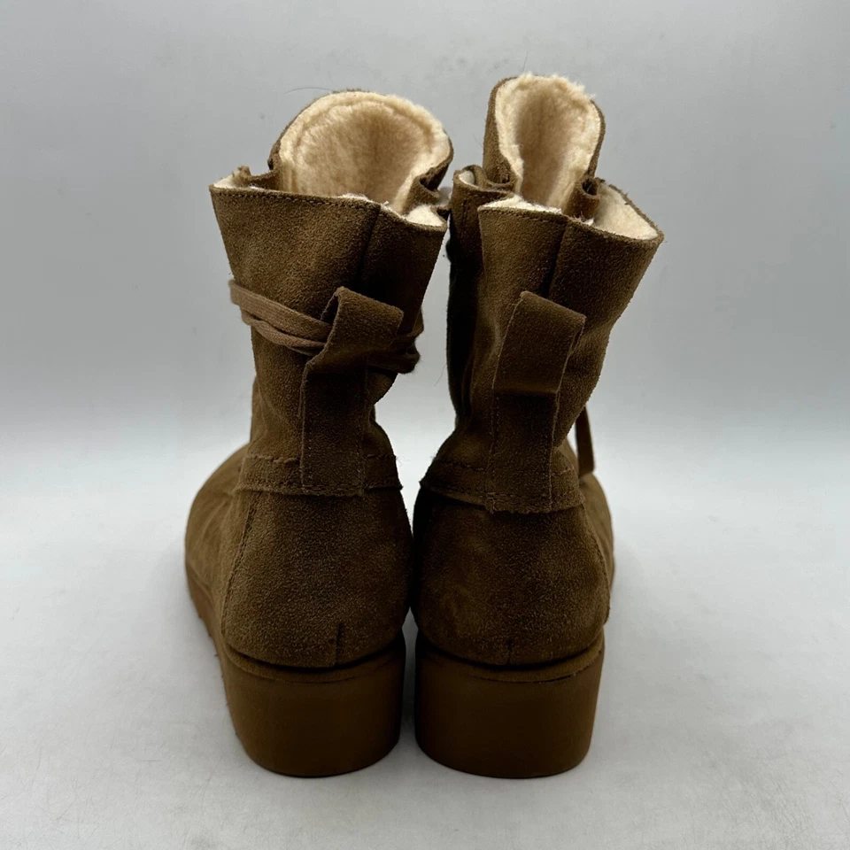 Bearpaw Boot Womens Suede Sheepskin Brown Hiking Winter Lace Up Size 9 Boots - Image 3 of 4