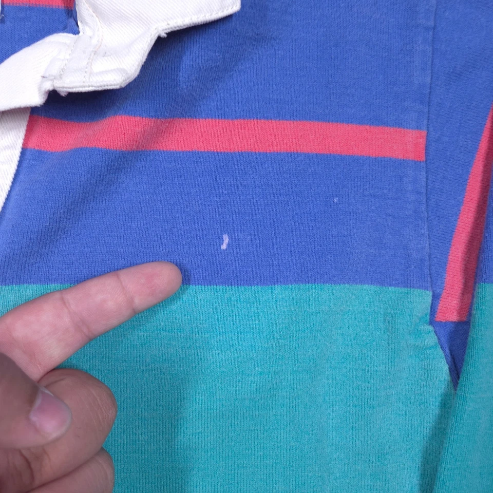Camisa polo vintage de rugby Lands End para mujer mediana colorida a rayas hecha en EE. UU. Foto 2 de 4