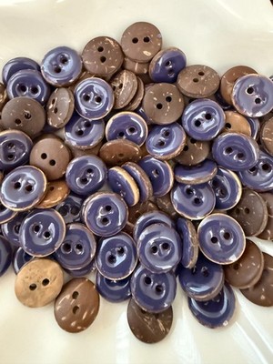10 Buttons Purple Blue Translucent Enamel Coconut Buttons Sweaters Crafts 20L