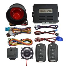 Car Alarm System With Remote Start Kit  Push To Engine Start Stop Button