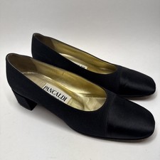 Vintage Pancaldi woman's shoes size 5.5B Black Satin