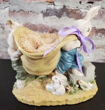Vintage Chrisdon Bunny Rabbit & Bag Resin Figurine Climbing Steps RARE CUTE 