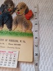 Vtg Germany Die-Cut Embossed Calendar Dogs Scene 10" Ephemera 1964 — photo 3