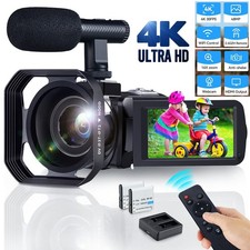 4K 48MP Video Camera Camcorder 48MP YouTube Camera for Vlogging w/ External Mic