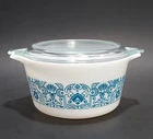 Vintage Pyrex Blue Horizon 473 1 Qt Round Casserole With Clear Lid