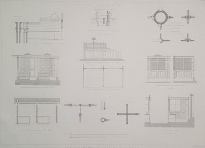 Halles Centrales Paris   Plate 32   c.1850 Double Elephant Architectural Folio