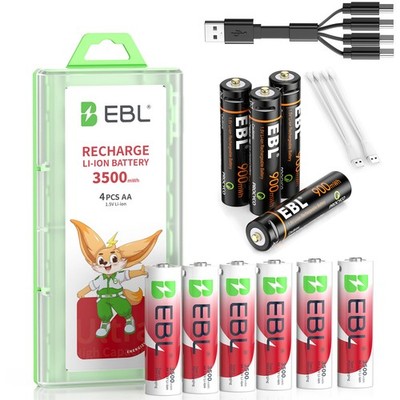 EBL 1.5V 3300mWh USB Rechargeable AA AAA Batteries USB Cable Li-ion Battery lot