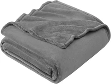Fleece Blanket Twin Size Grey, Soft Cozy Twin Blanket, Fuzzy Flannel Blanket for